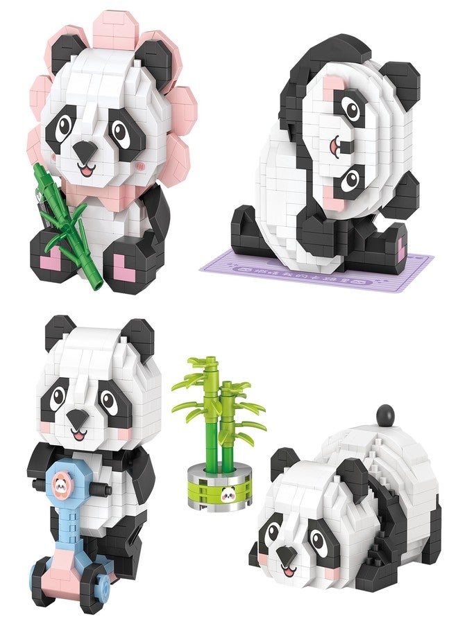 MEIEST 4 PCS Mini Panda Building Blocks Model Set,Cute Panda Collection Particle Construction Building Bricks Toy,Home Decoration - Image 1